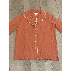 Madewell Womens Button Front Pajama Shirt Orange Size Small New